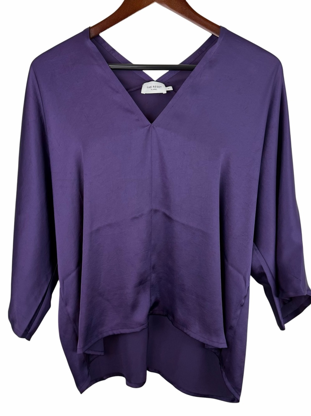 The Reset R Label | Purple Satin V Neck Blouse